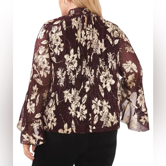 NWT Vince Camuto Sparkle Shine Dark Wine and Gold Metallic Plus Size 1X Holiday - Picture 5 of 9